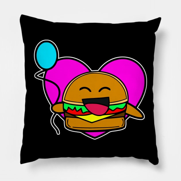 Cheeseburger Happy Meal Fast Food Gift Pillow by MaystarUniverse