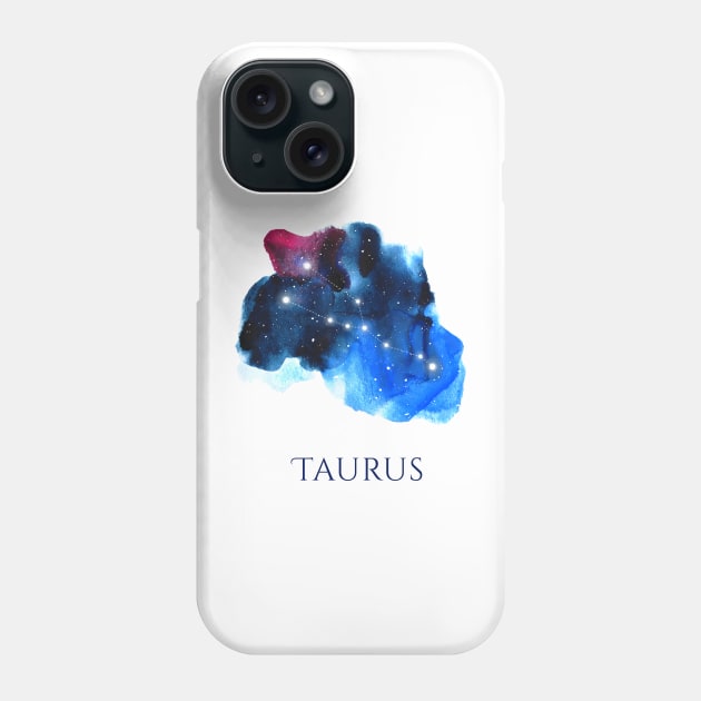 Taurus Zodiac Sign - Watercolor Star Constellation Phone Case by marufemia