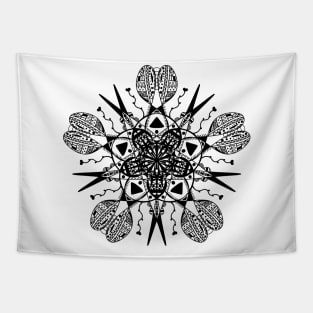 Trendy stylish black print mandala for a light background. Hand drawn illustration. Digital drawing with an ornament and high-quality detailing. Tapestry