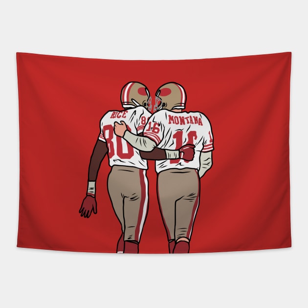 Jerry Rice and Joe Montana Tapestry by rattraptees