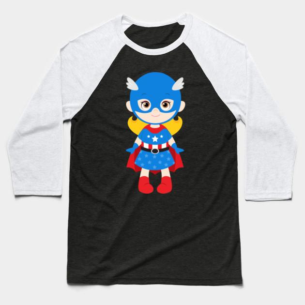 Baby Girl Superhero Costume Captain America Baseball T Shirt