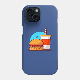 Burger And Soda Cartoon Vector Icon Illustration (12) Phone Case