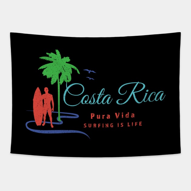 Costa Rica – Pura Vida – Surfing Is Life Tapestry by Pine Hill Goods