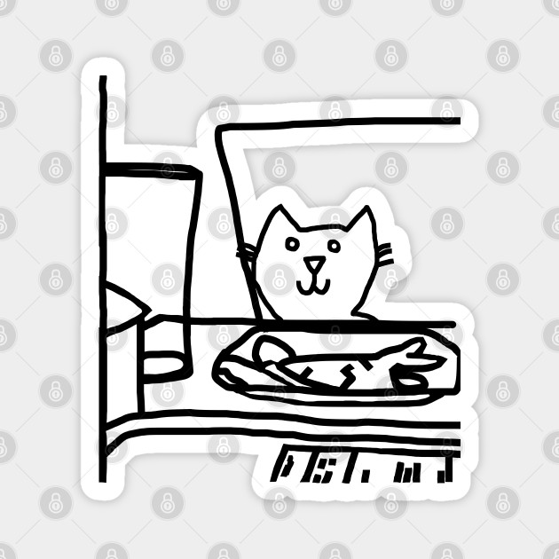 Cat At A Table Outline Meme Magnet Teepublic Au
