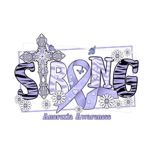 anorexia Awareness - cross ribbon Strong hope love T-Shirt