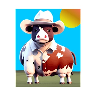 Cow Cowboy with Cowboy Hat and Western Top T-Shirt