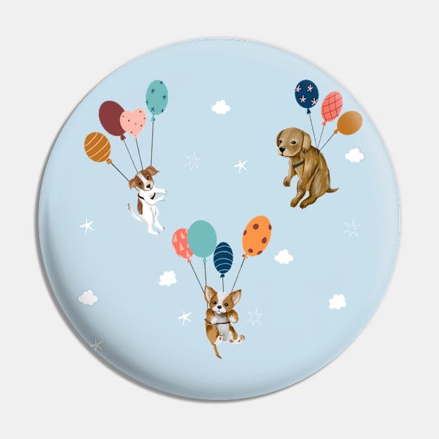 Flying dogs Pin by Petit Faon Prints