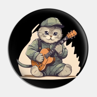 Scottish Fold Cat Playing Guitar Pin