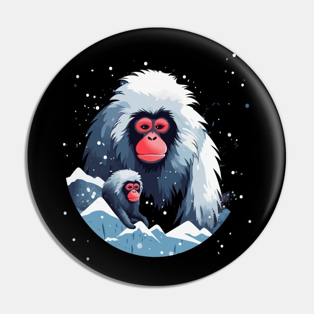 Snow Monkey Fathers Day Pin by JH Mart