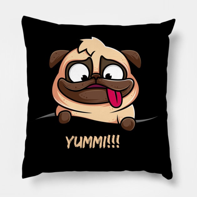 funny hungry dog Pillow by summerDesigns