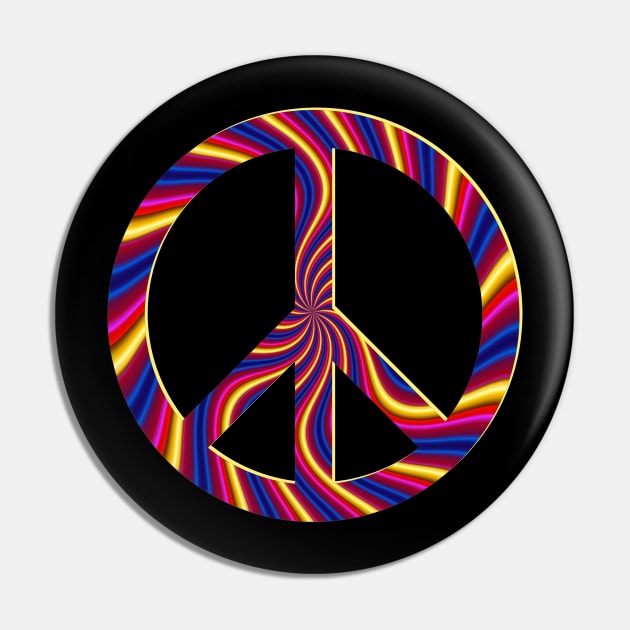 Peace Sign - Psychedelic Colors Pin by VeryHippie.com