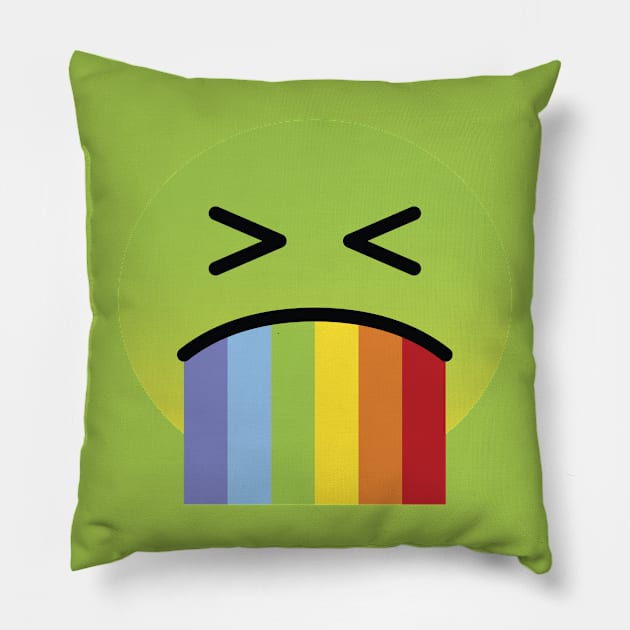 A sickly-green face with concerned eyes and puffed, often red cheeks Pillow by TheMeddlingMeow