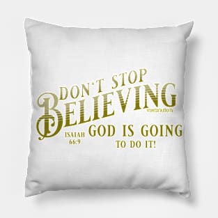 Don't stop believing. God is going to do it! (Isaiah 66:9) Pillow