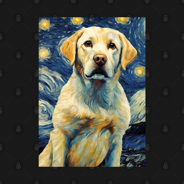 Golden Retriever Dog Breed in a Van Gogh Starry Night Art Style by Art-Jiyuu