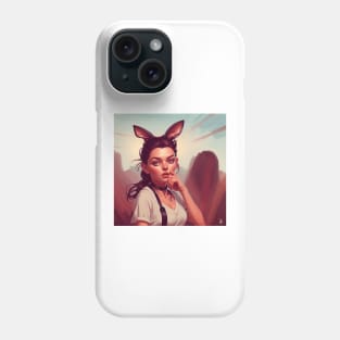 Girl with rabbit ears cover art Phone Case