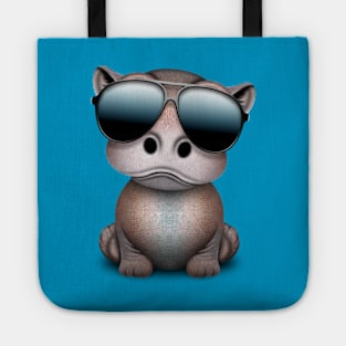 Cute Baby Hippo Wearing Sunglasses Tote