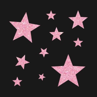 Light Pink Faux Glitter Stars T-Shirt