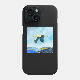 Majestic Stork Flying over Mountains Phone Case