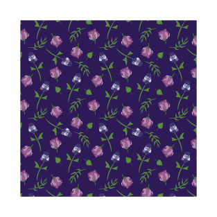 Pretty Pink Purple Lavender Roses Floral Pattern T-Shirt