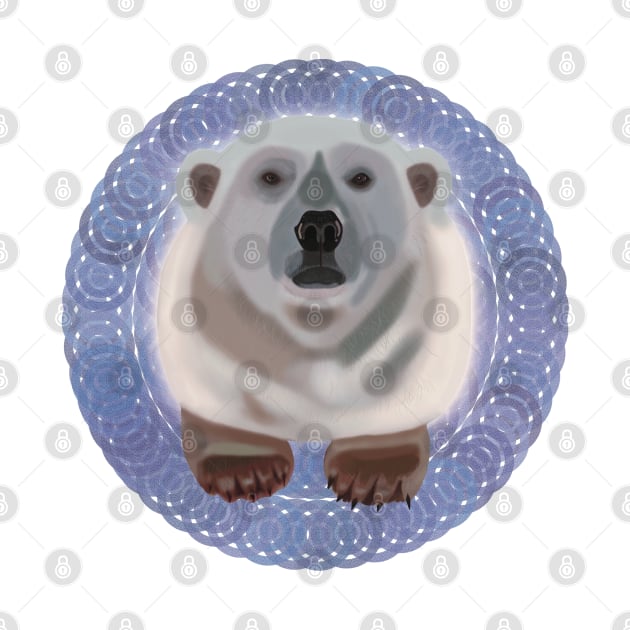 Polar Bear on blue circular pattern by KateVanFloof