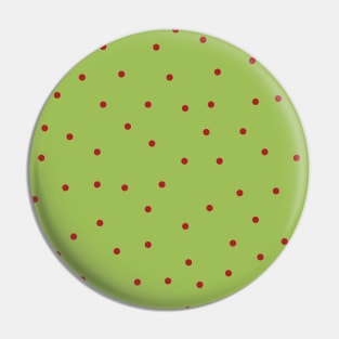 Red Polka Dots on Green Background Pin