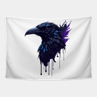 Gothic Mystical Raven Head Abstract Design Tapestry