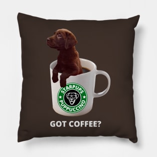 Got Coffee Labrador Puppy Pillow