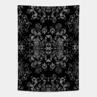 Grey and Black Abstract Mandala Pattern Tapestry