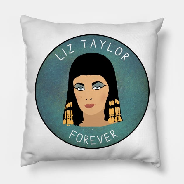 Liz Taylor Forever - Elizabeth Taylor Tribute Design, Textured Blue Background Pillow by ursoleite