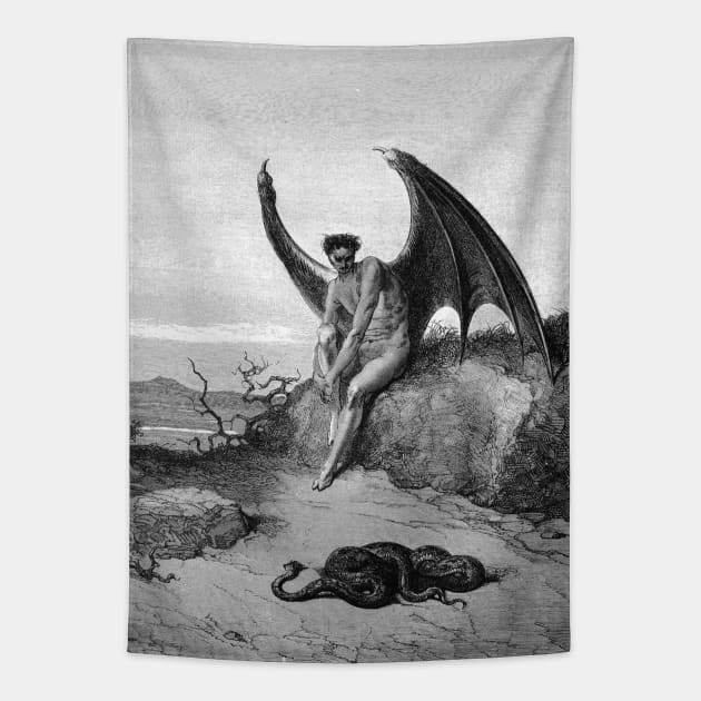 Lucifer the Fallen Angel | Paradise Lost | Satanic Art Tapestry by WearSatan