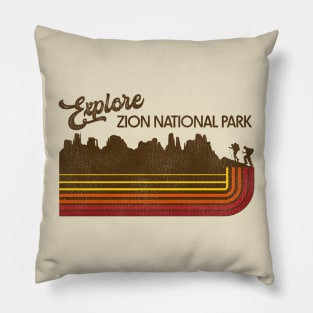 Explore Zion National Park Retro 70s/80s Stripe Pillow
