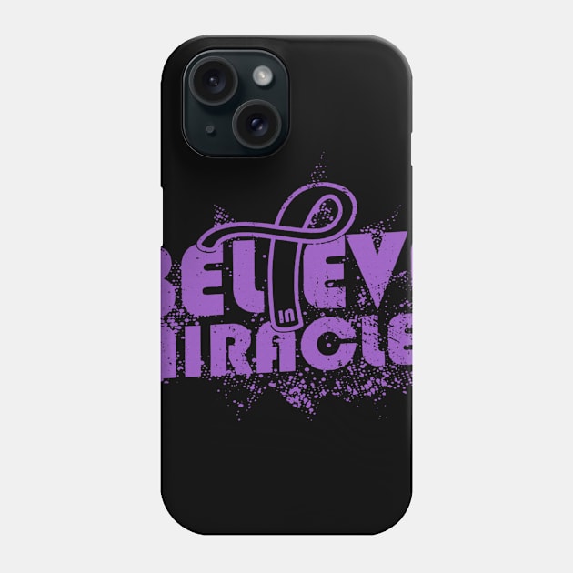 I Believe In Miracles Gastric Cancer Awareness Periwinkle Ribbon Warrior Support Survivor Phone Case by celsaclaudio506