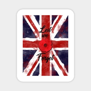 Lest we Forget with United Kingdom Flag Magnet