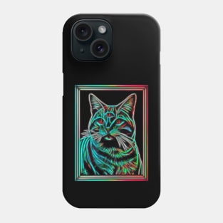 Third Eye Cat - Black Cat Glow Neon Style Phone Case