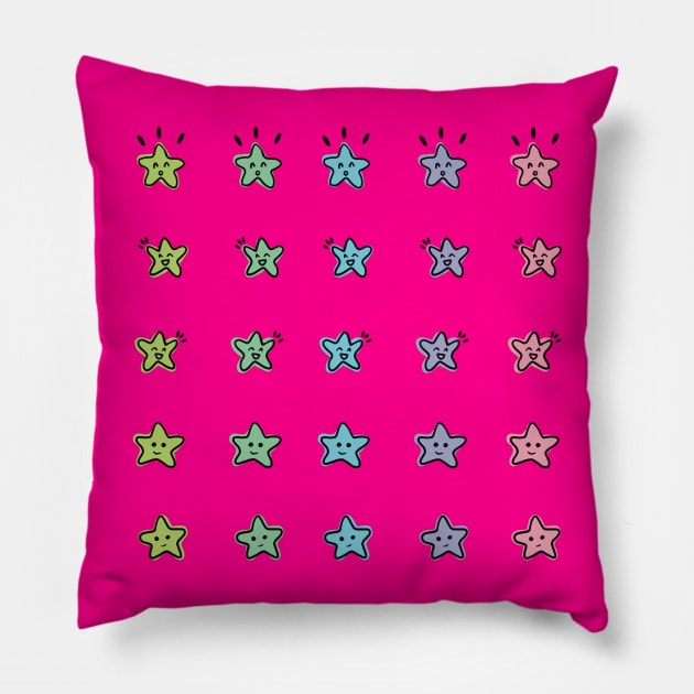 Journal sticker happy stars Pillow by Chigurena