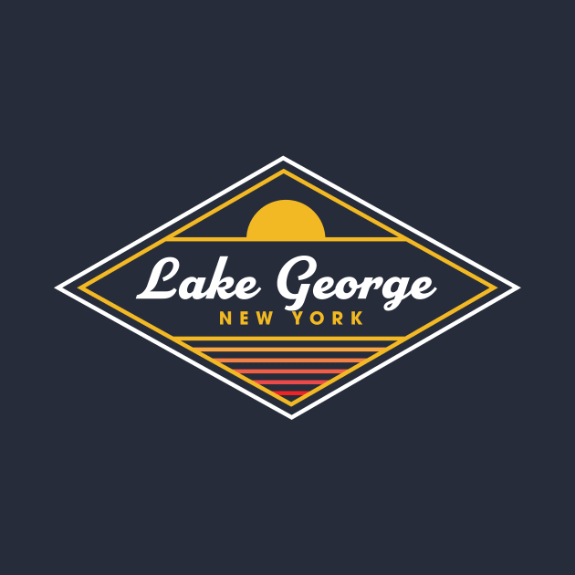 Lake George NY Retro Vintage Distressed Sunset Adirondacks by PodDesignShop