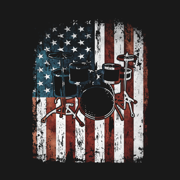 Vintage Drum Drummer USA Flag Drummer TShirt TeePublic