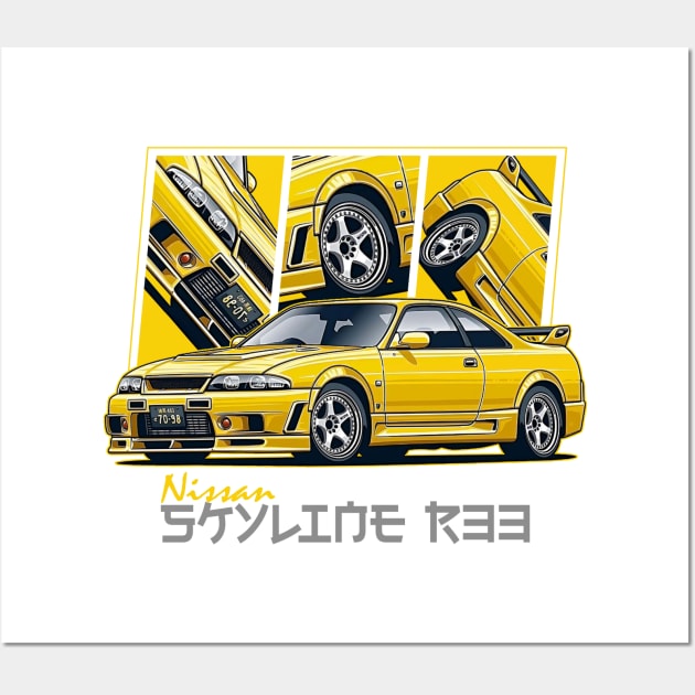 Nissan Skyline r33 GTR, JDM Car - Nissan Skyline R33 - Posters and Art
