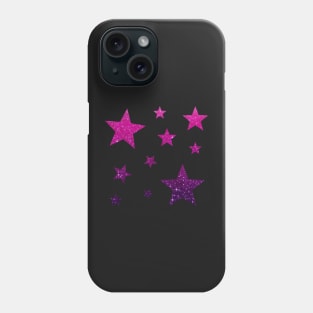 Pink Purple Ombre Faux Glitter Stars Phone Case