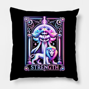 Strength Tarot Card Kawaii Cute Pastel Goth Pillow