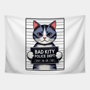 Police Mugshot of Mean Cat Tapestry