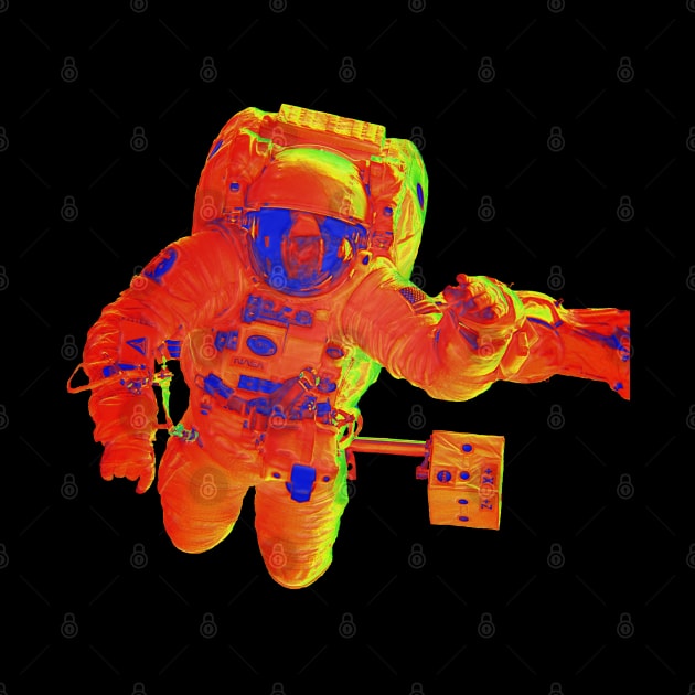 NASA Astronaut in Orange, Blue, Yellow and Green Colors by The Black Panther