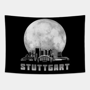 Stuttgart Germany Skyline Full Moon Tapestry