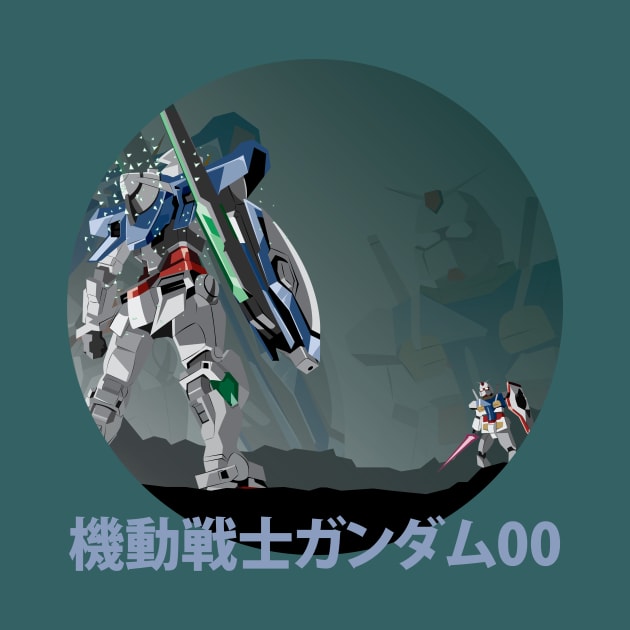 Exia vs 0 Gundam by drencielos