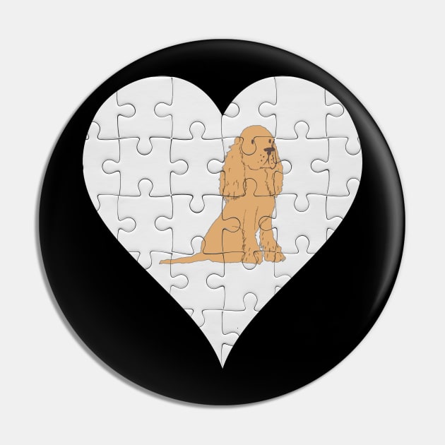 Spaniel Heart Jigsaw Pieces Design - Gift for Golden Spaniel Lovers Pin by HarrietsDogGifts