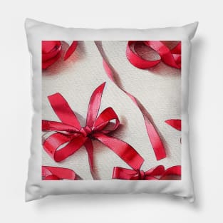Watercolor red bow red ribbon Pillow