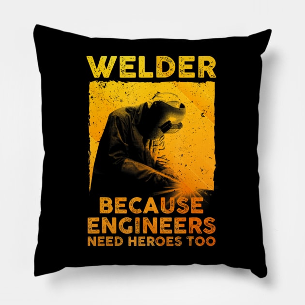 Best Welding Art Men Dad Migtig Welder Lover Metal Workers Pillow by Mitsue Kersting