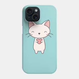 Kawaii Cute Cat With Heart T-Shirt Phone Case