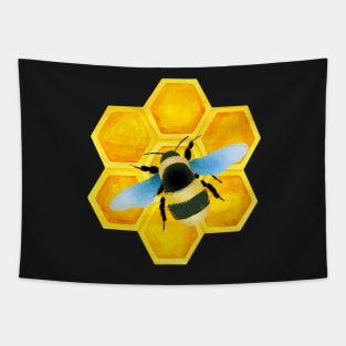 Cute Bumble Bee on Honeycomb Tapestry