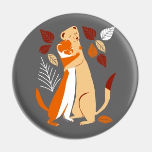 Autumn Weasel Hugs #2 Pin